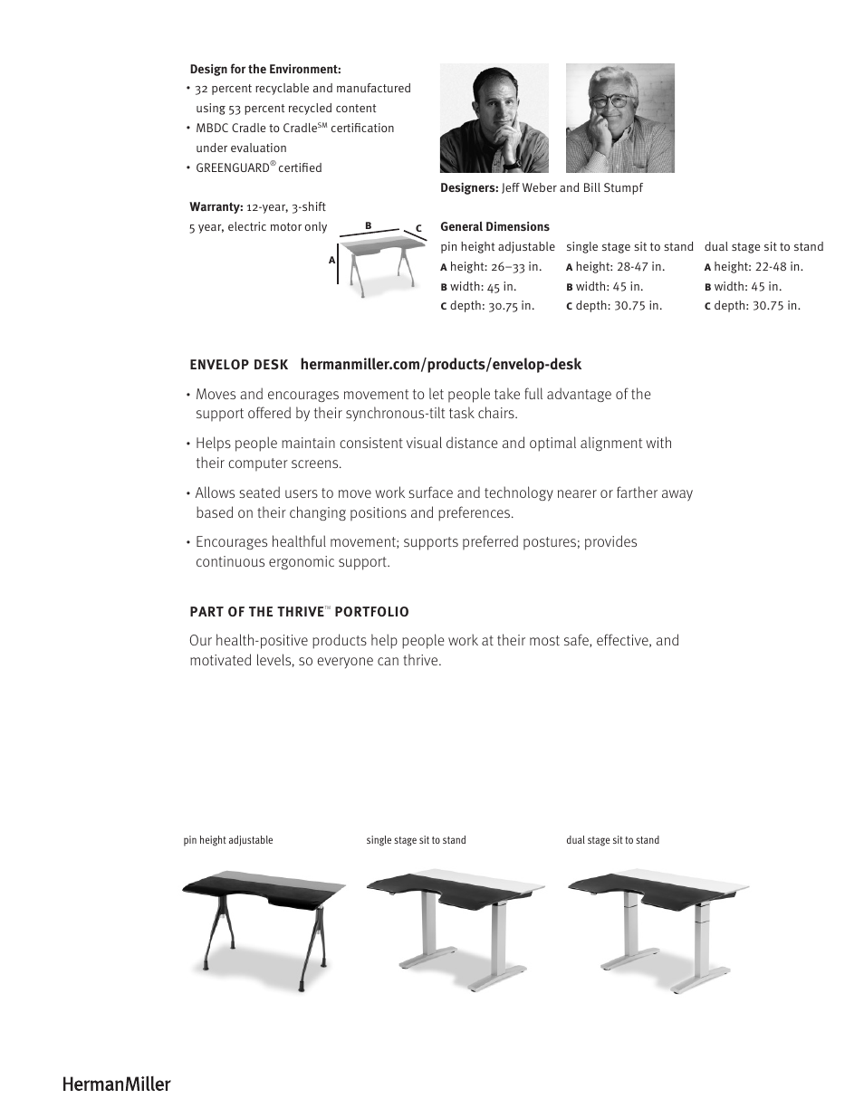 Herman Miller Envelop Desk - Product sheet User Manual | Page 2 / 2