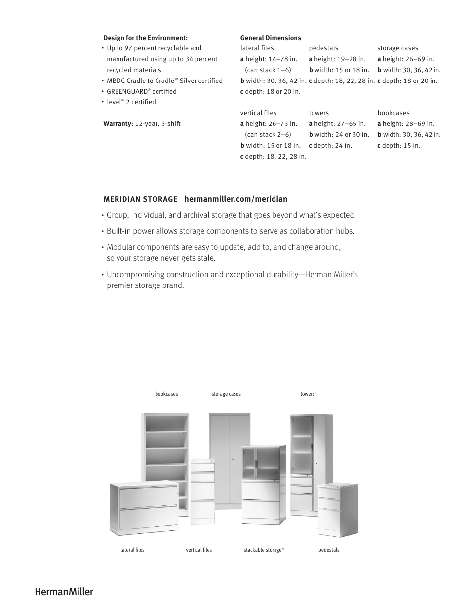 Herman Miller Meridian Storage - Product sheet User Manual | Page 2 / 2