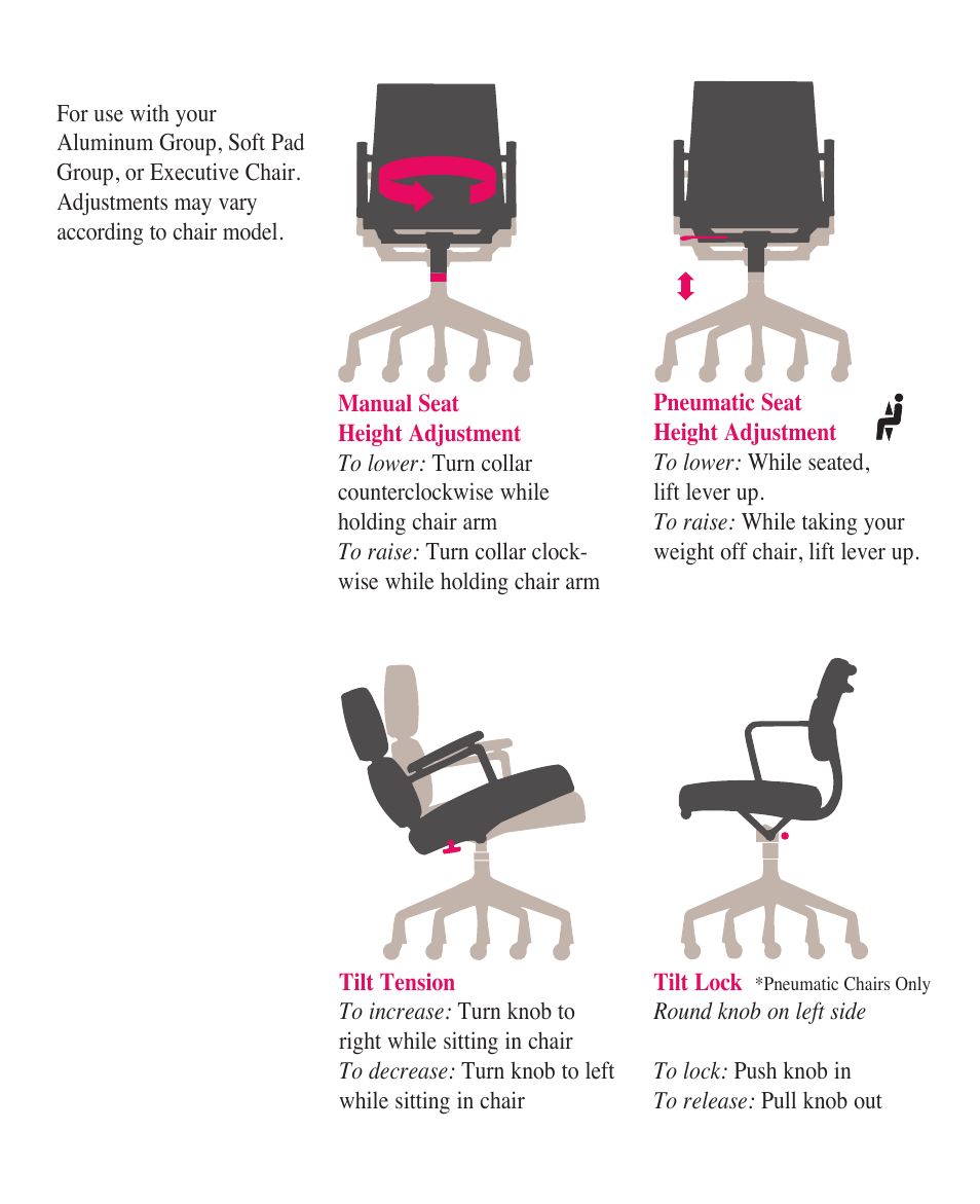 Herman Miller Eames Soft Pad Chair - User Adjustments User Manual | Page 2 / 3