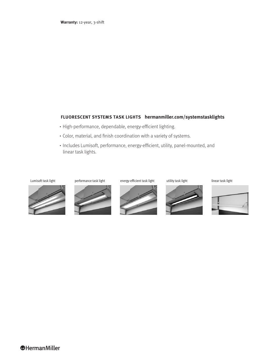 Herman Miller Fluorescent Systems Task Lights - Product sheet User Manual | Page 2 / 2