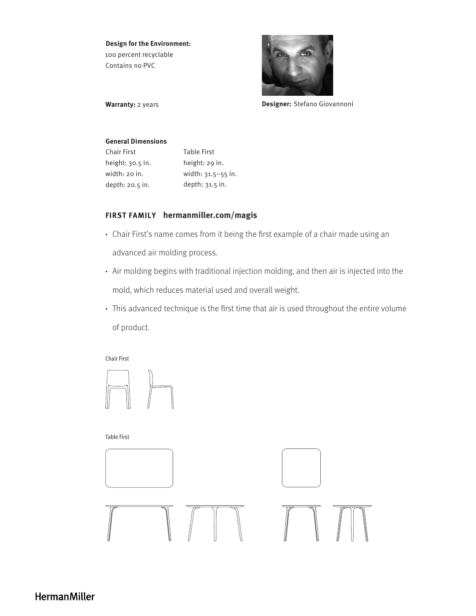 Herman Miller First Table - Product sheet User Manual | Page 2 / 2