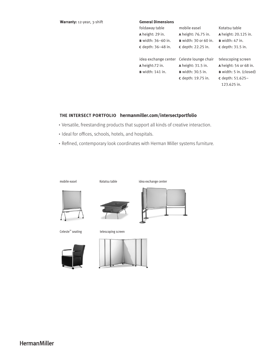 Herman Miller Intersect Tables - Product sheet User Manual | Page 2 / 2