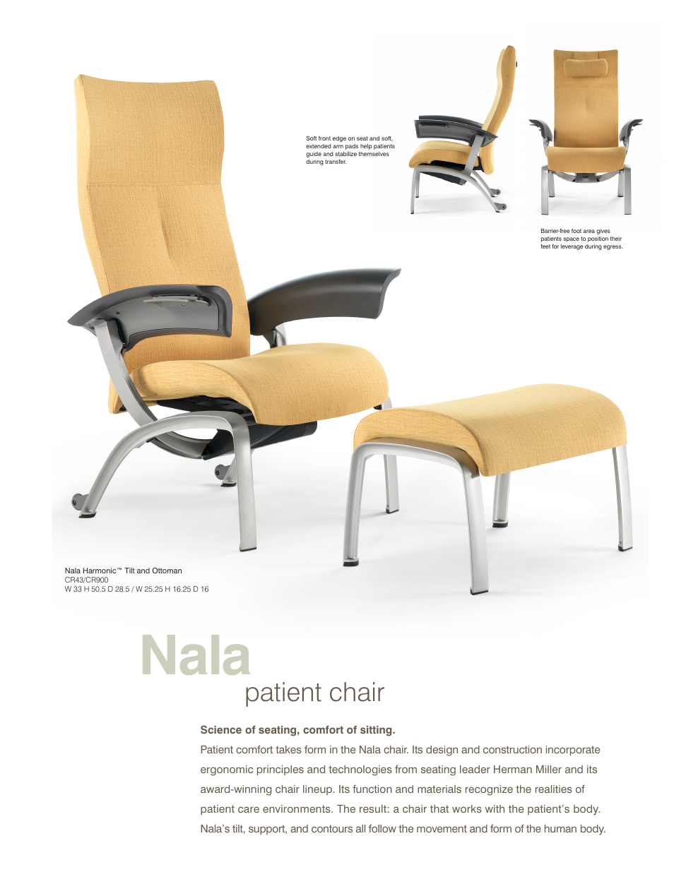 Nala, Patient chair | Herman Miller Nala Patient Chair - Product sheet User Manual | Page 2 / 4