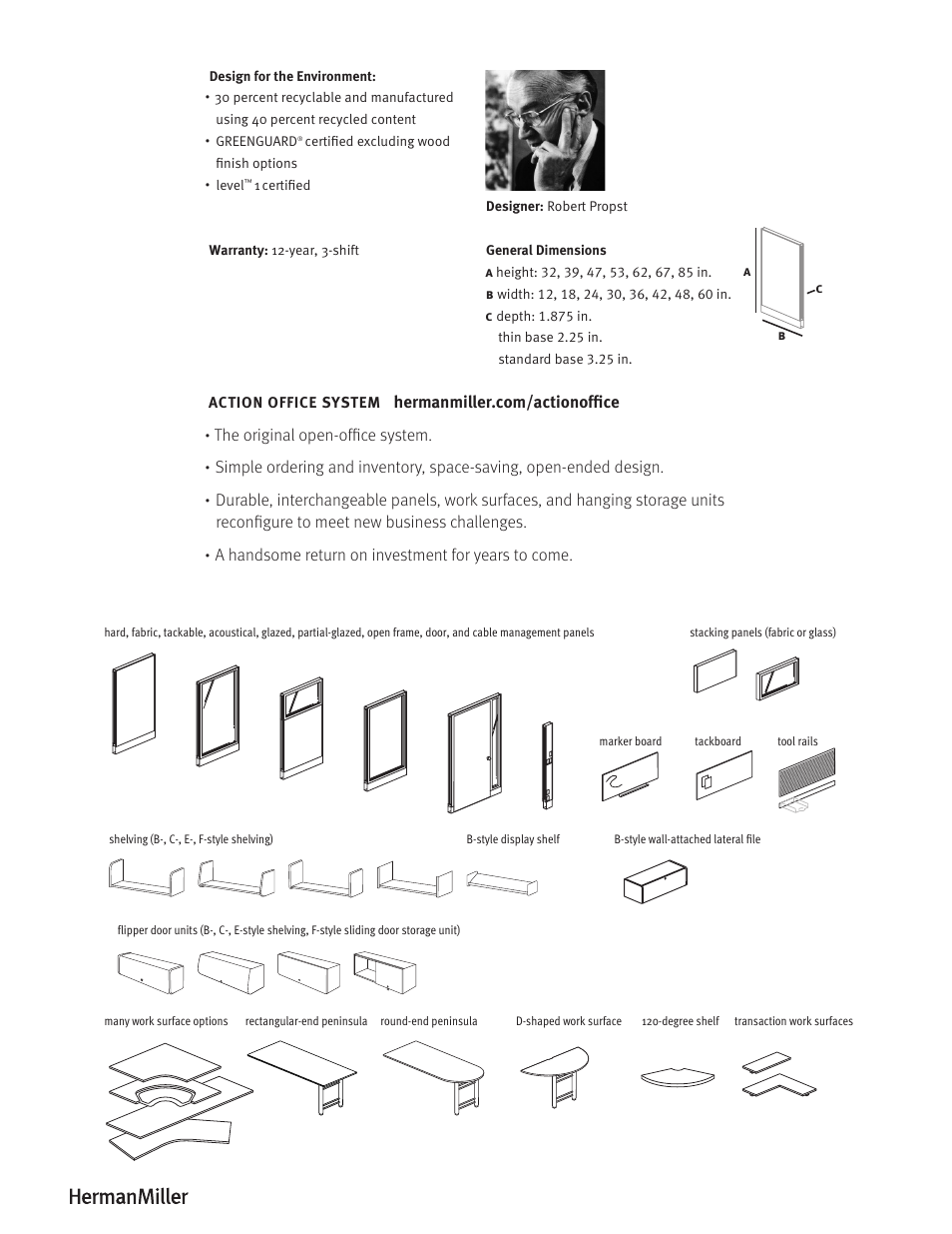 Herman Miller Action Office System - Product sheet User Manual | Page 2 / 2