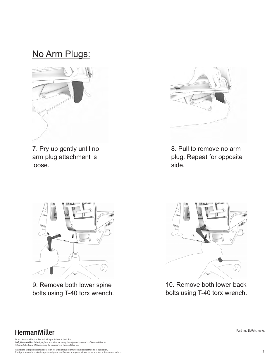 No arm plugs | Herman Miller Embody Chairs - Disassembly For Recycling User Manual | Page 3 / 14