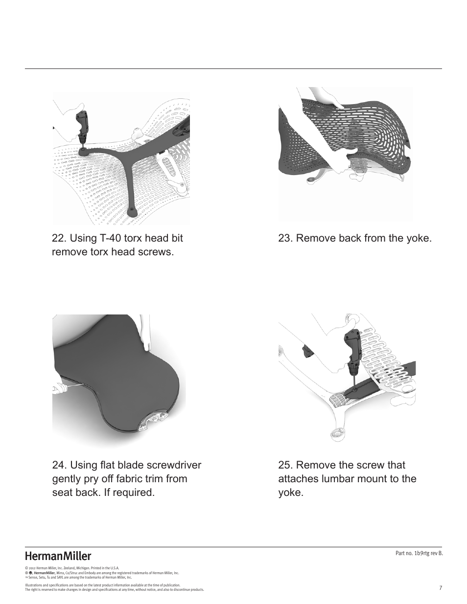 Herman Miller Mirra Chairs - Disassembly For Recycling User Manual | Page 7 / 12