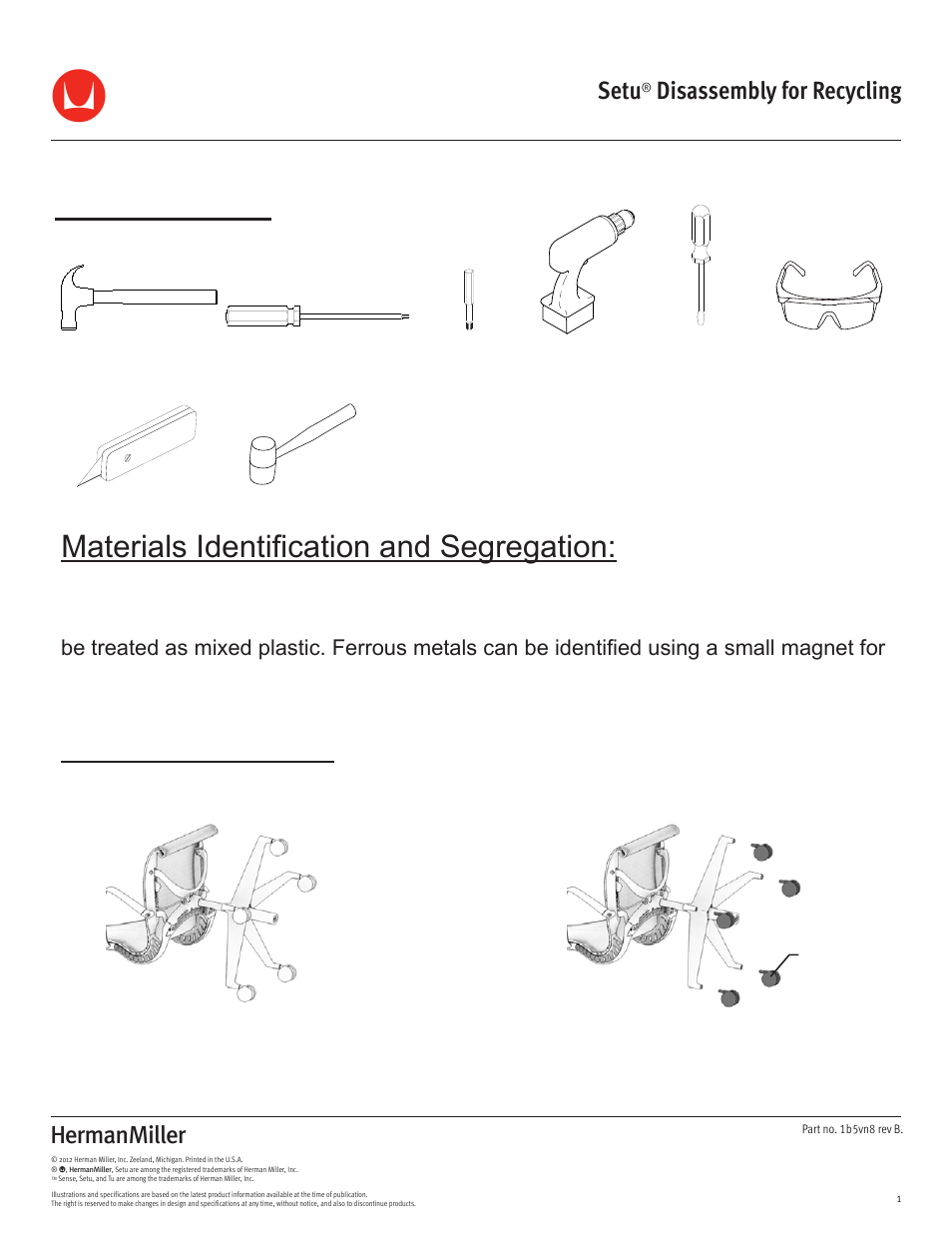 Herman Miller Setu Lounge Chair and Ottoman - Disassembly For Recycling User Manual | 10 pages