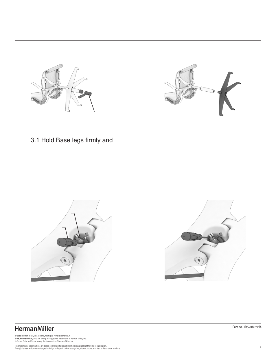 1 remove base | Herman Miller Setu Lounge Chair and Ottoman - Disassembly For Recycling User Manual | Page 2 / 10