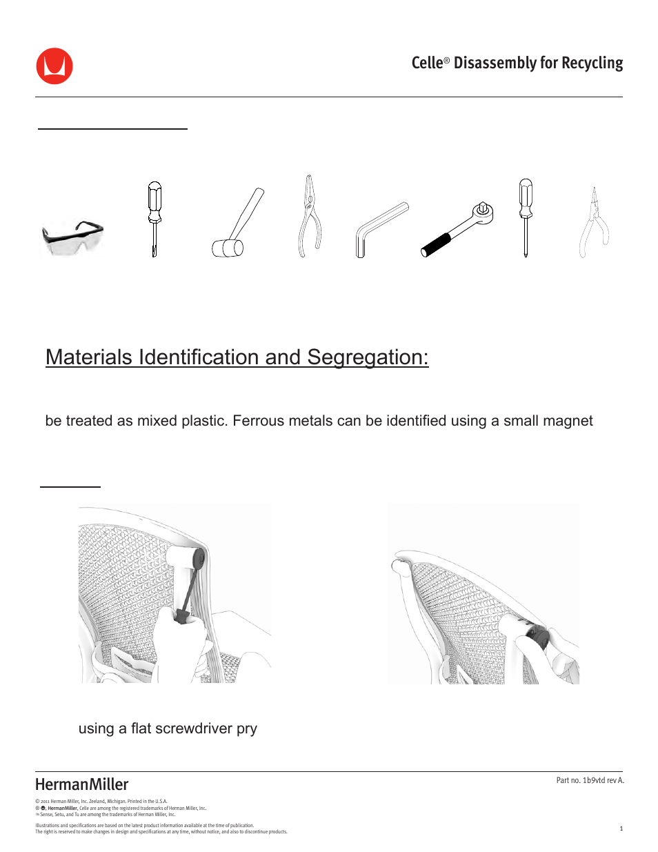 Herman Miller Celle Chairs - Disassembly For Recycling User Manual | 12 pages