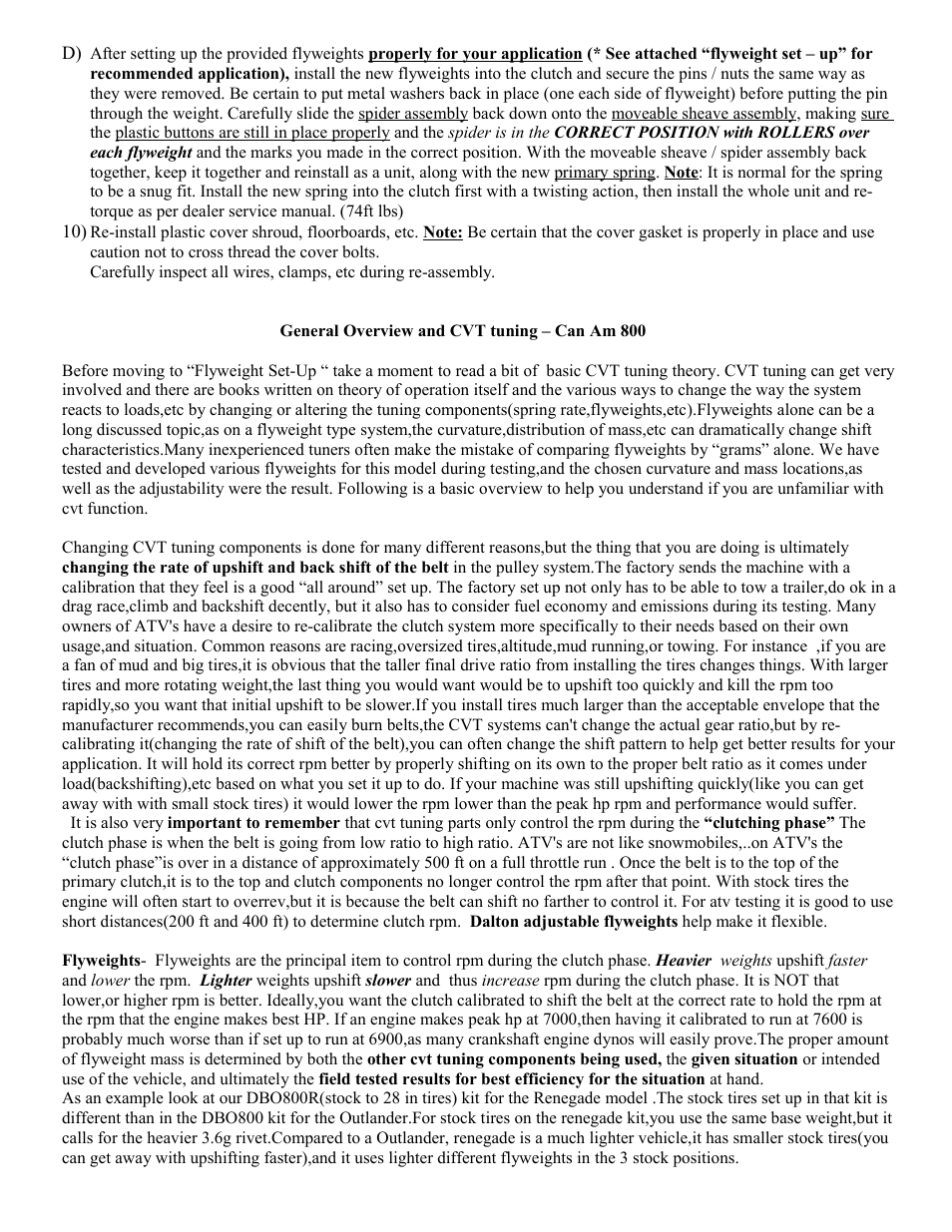 High Lifter Dalton Pro Mudrunner Clutch Kit for Can-Am Outlander_Renegade 800 HO, 800 R (06-12) User Manual | Page 3 / 5