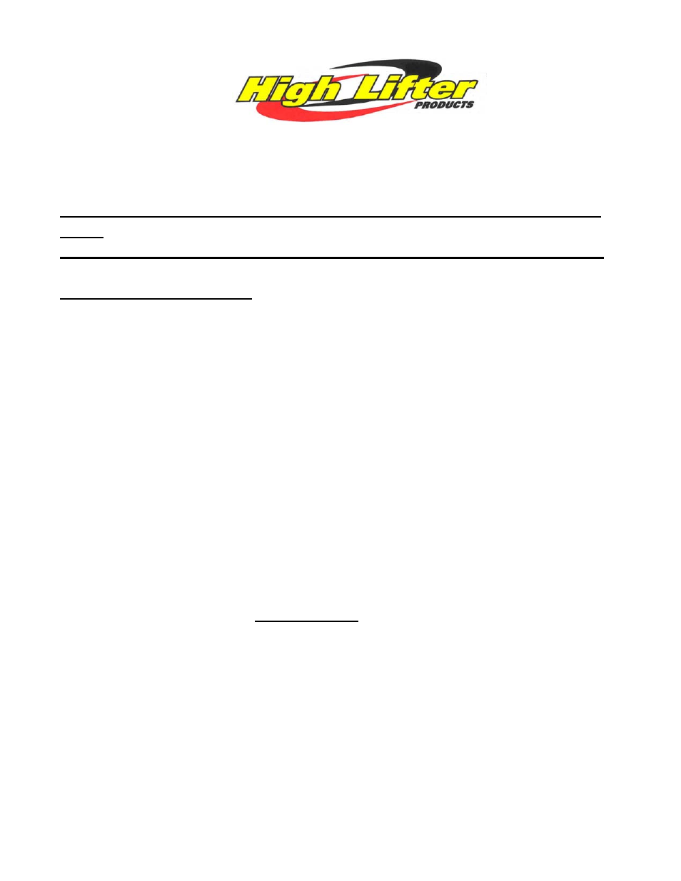High Lifter Lift Kit for Yamaha Grizzly 660 (02-07) User Manual | 6 pages