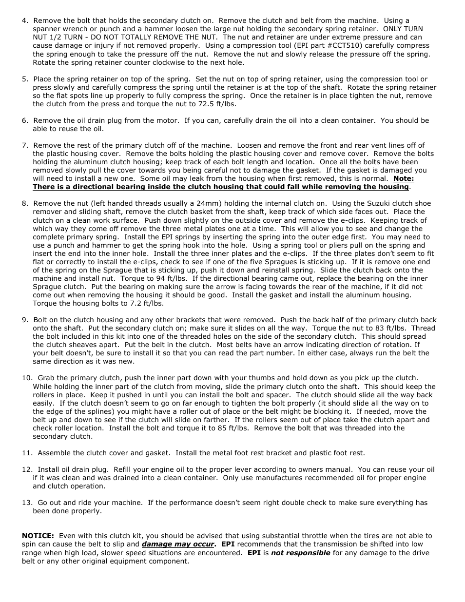 High Lifter Outlaw Super Duty Extreme Clutch Kit for Arctic Cat 700 EFI (06-08) User Manual | Page 2 / 2