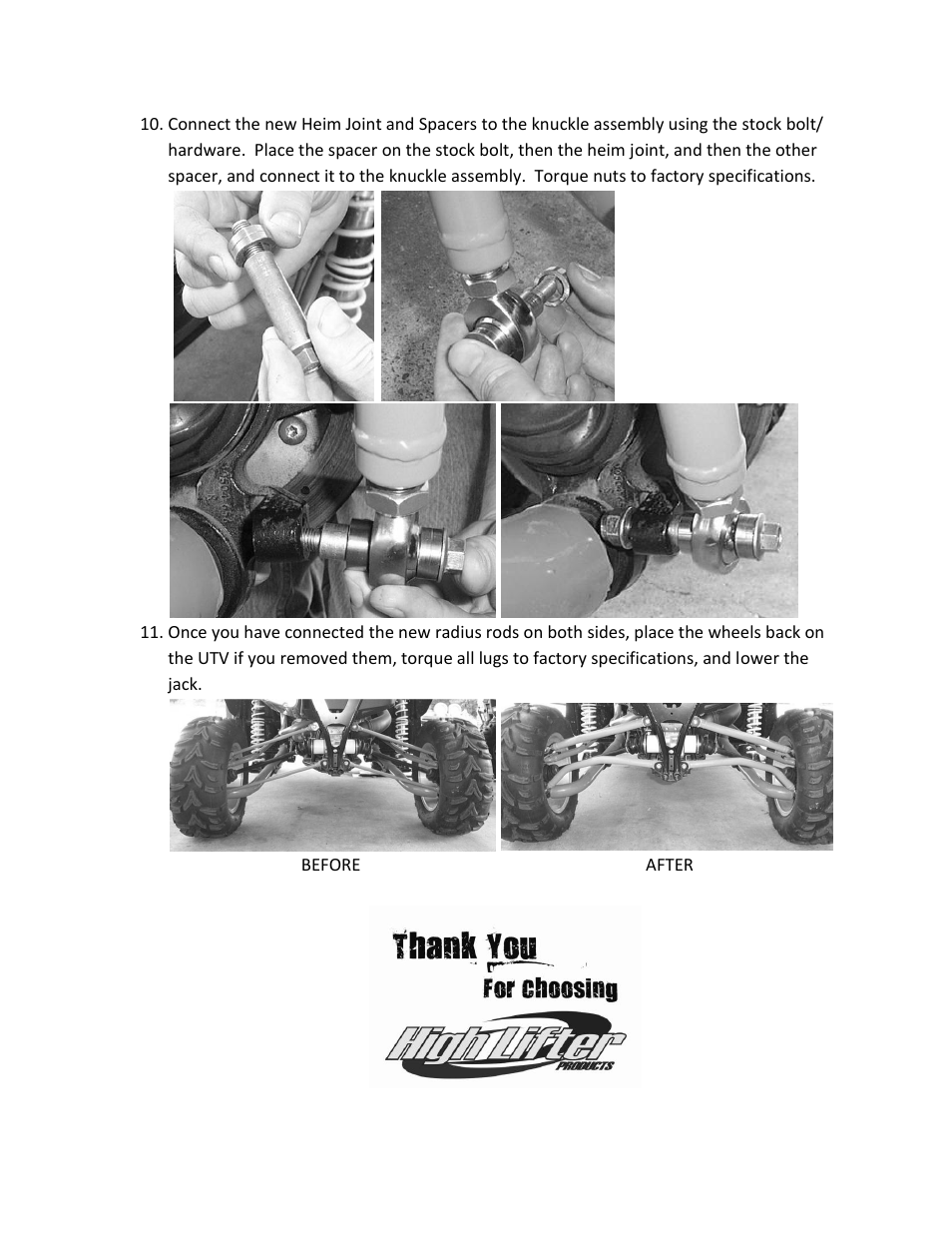 High Lifter Max Clearance Lower Arched Radius Bars for Arctic Cat 1000 Wildcat User Manual | Page 6 / 6
