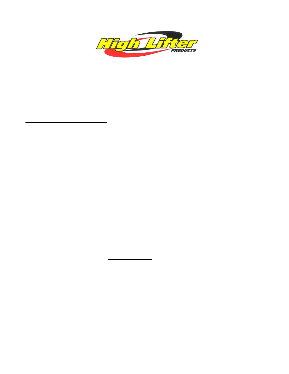 High Lifter Lift Kit for Yamaha Timberwolf 250 (95-99) User Manual | 4 pages