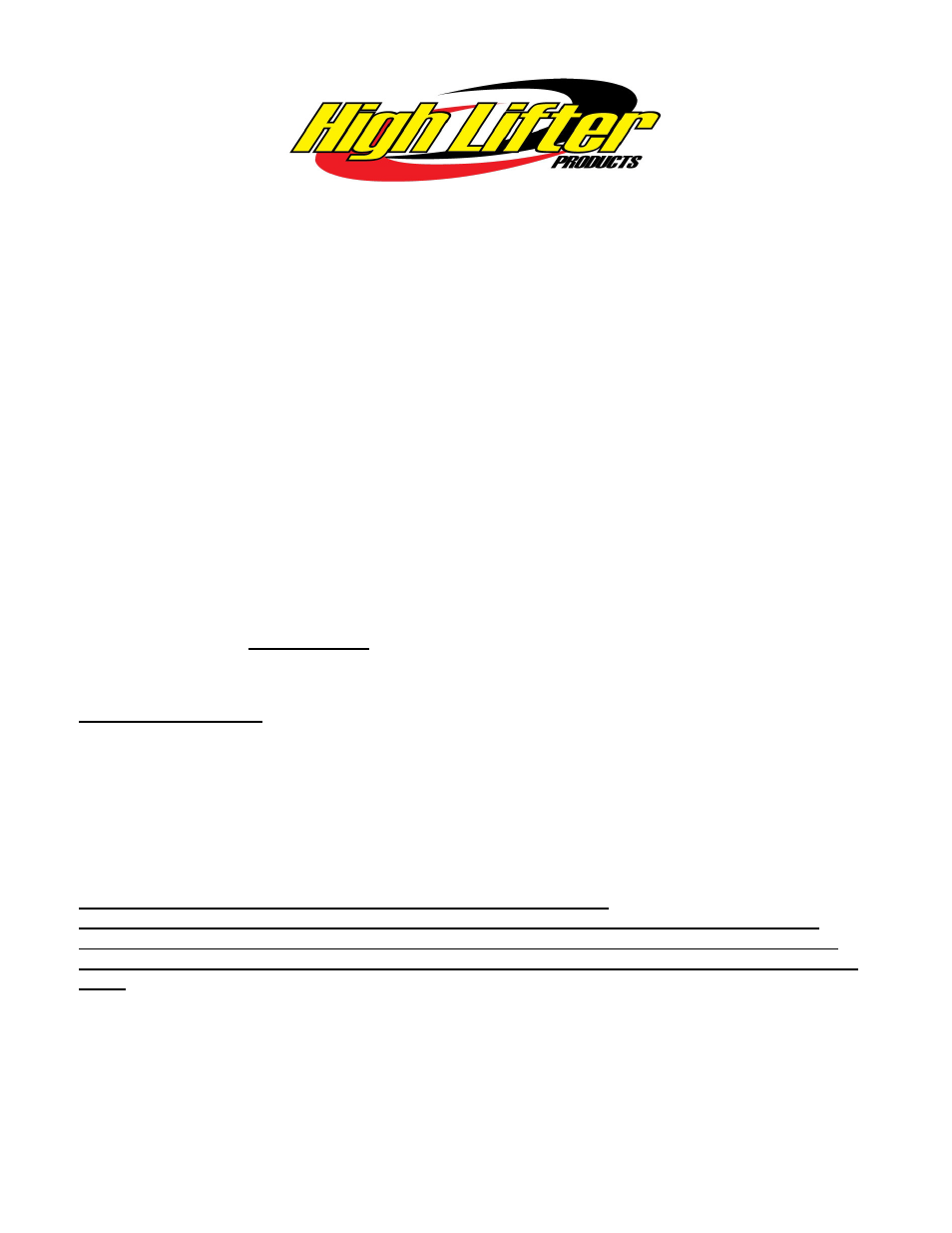High Lifter Lift Kit for Polaris Sportsman - Signature Series User Manual | 9 pages