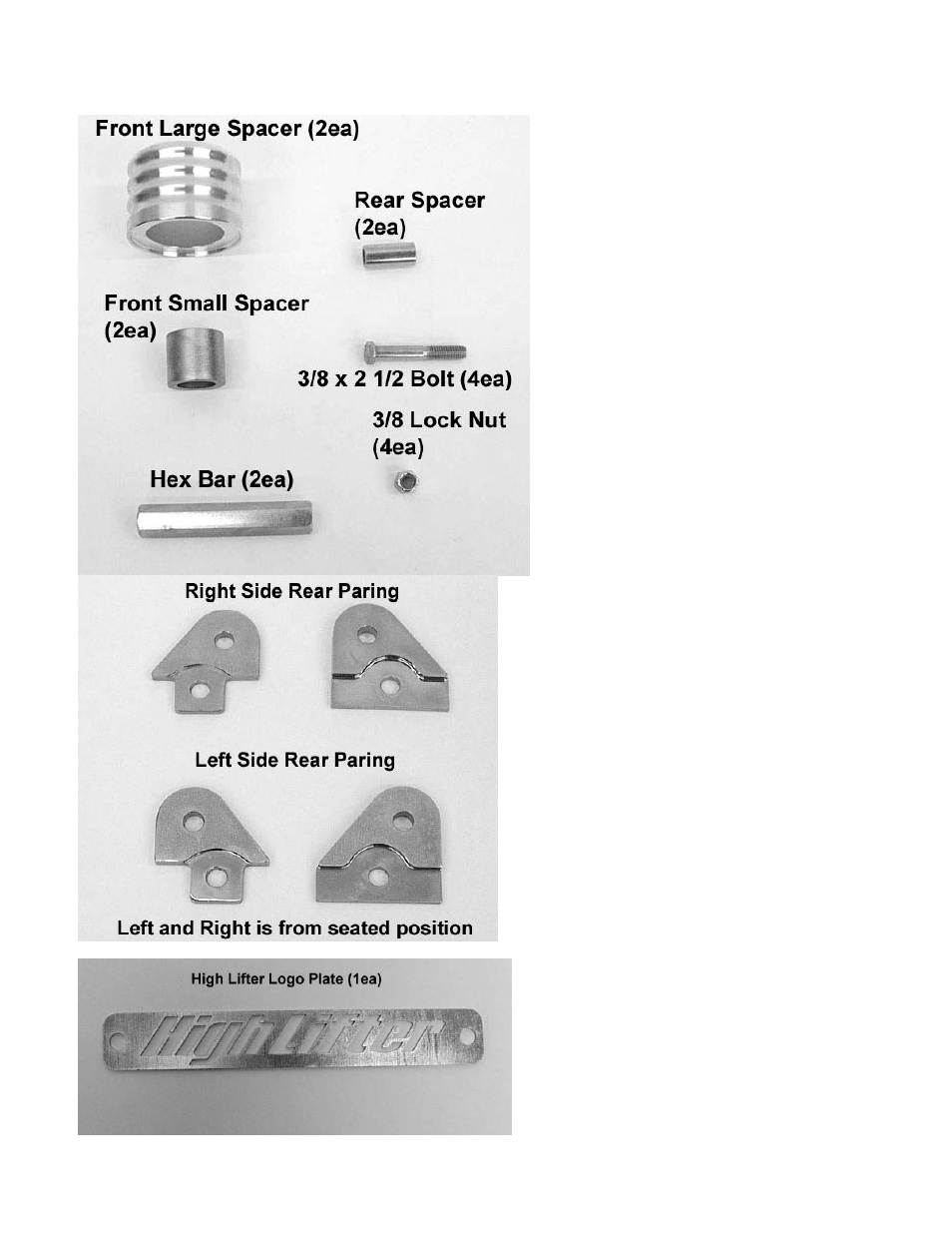Parts diagram | High Lifter Lift Kit for Polaris Sportsman - Signature Series User Manual | Page 2 / 9