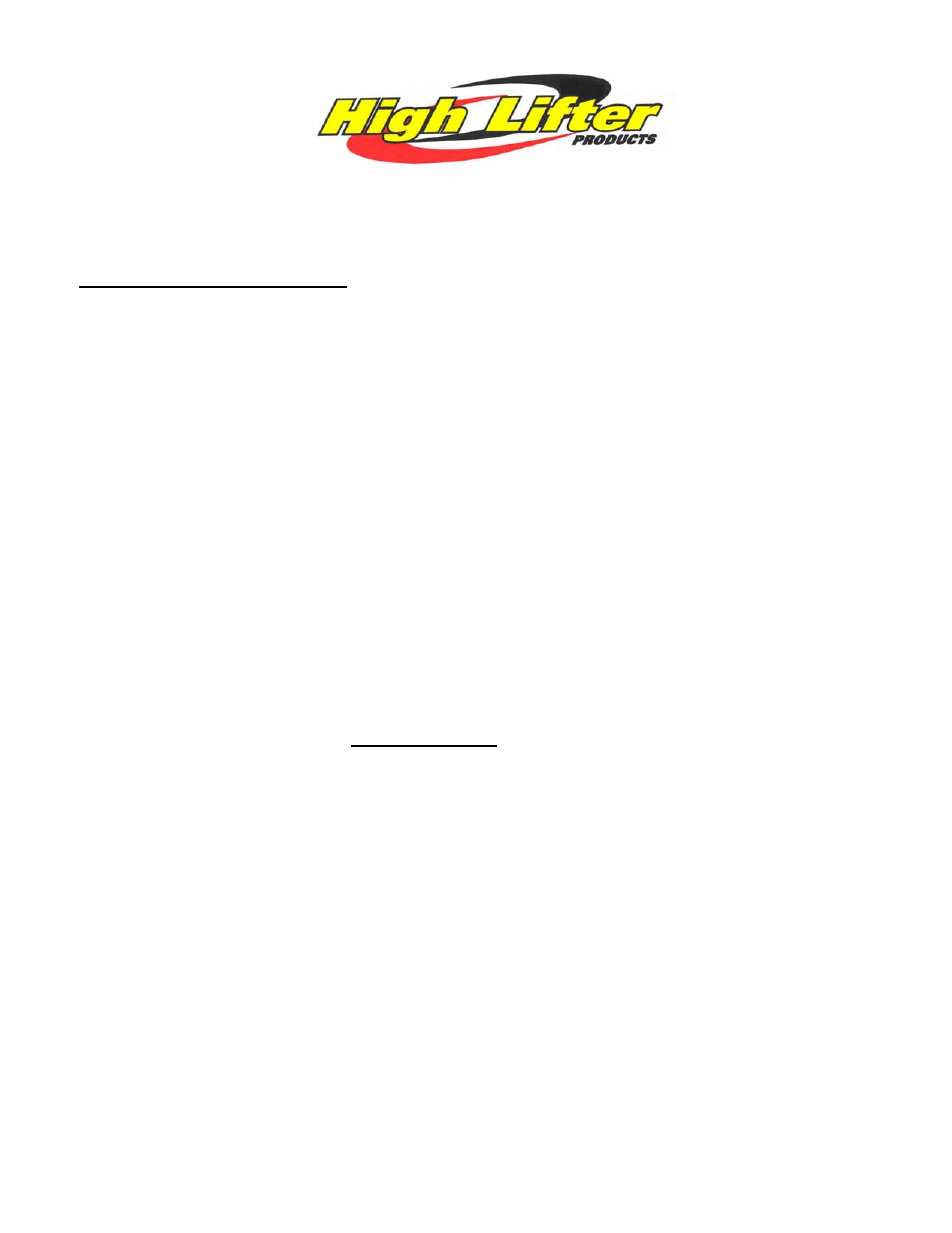 High Lifter Lift Kit for Honda 300 2x4 (93-02) User Manual | 6 pages