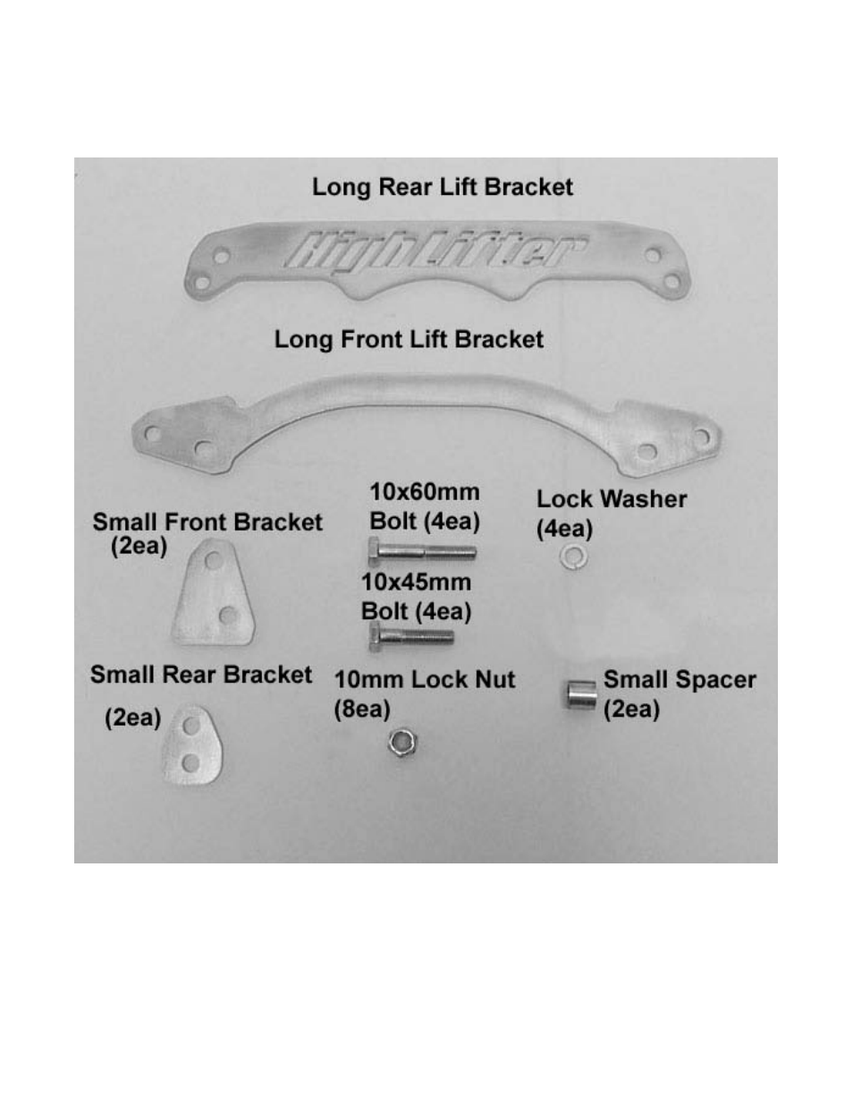 Parts diagram | High Lifter Lift Kit for Honda Rancher 420i (09-13) - Signature Series User Manual | Page 2 / 6
