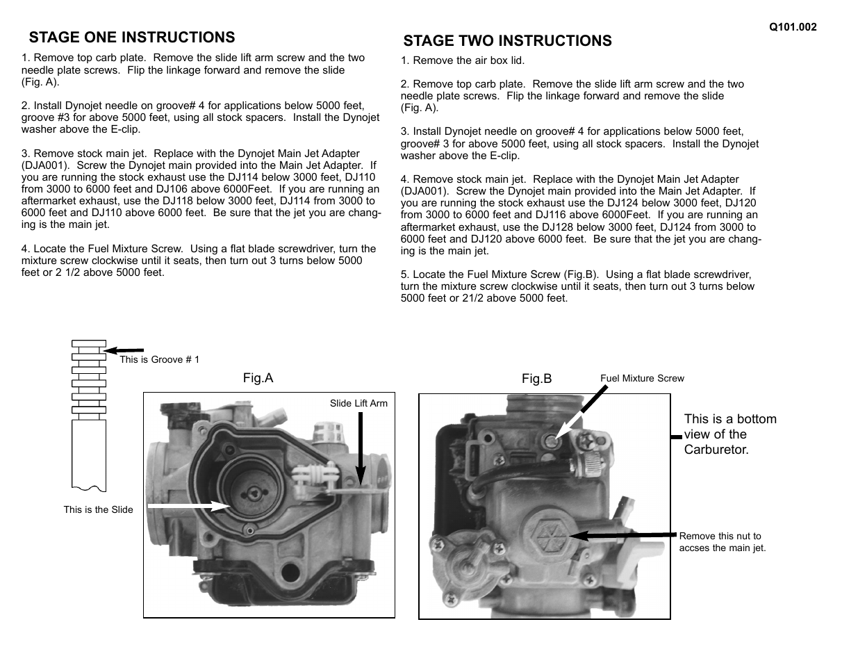 Stage one instructions, Stage two instructions | High Lifter DynoJet Jet Kit for Honda 300 EX (92-08) User Manual | Page 2 / 2