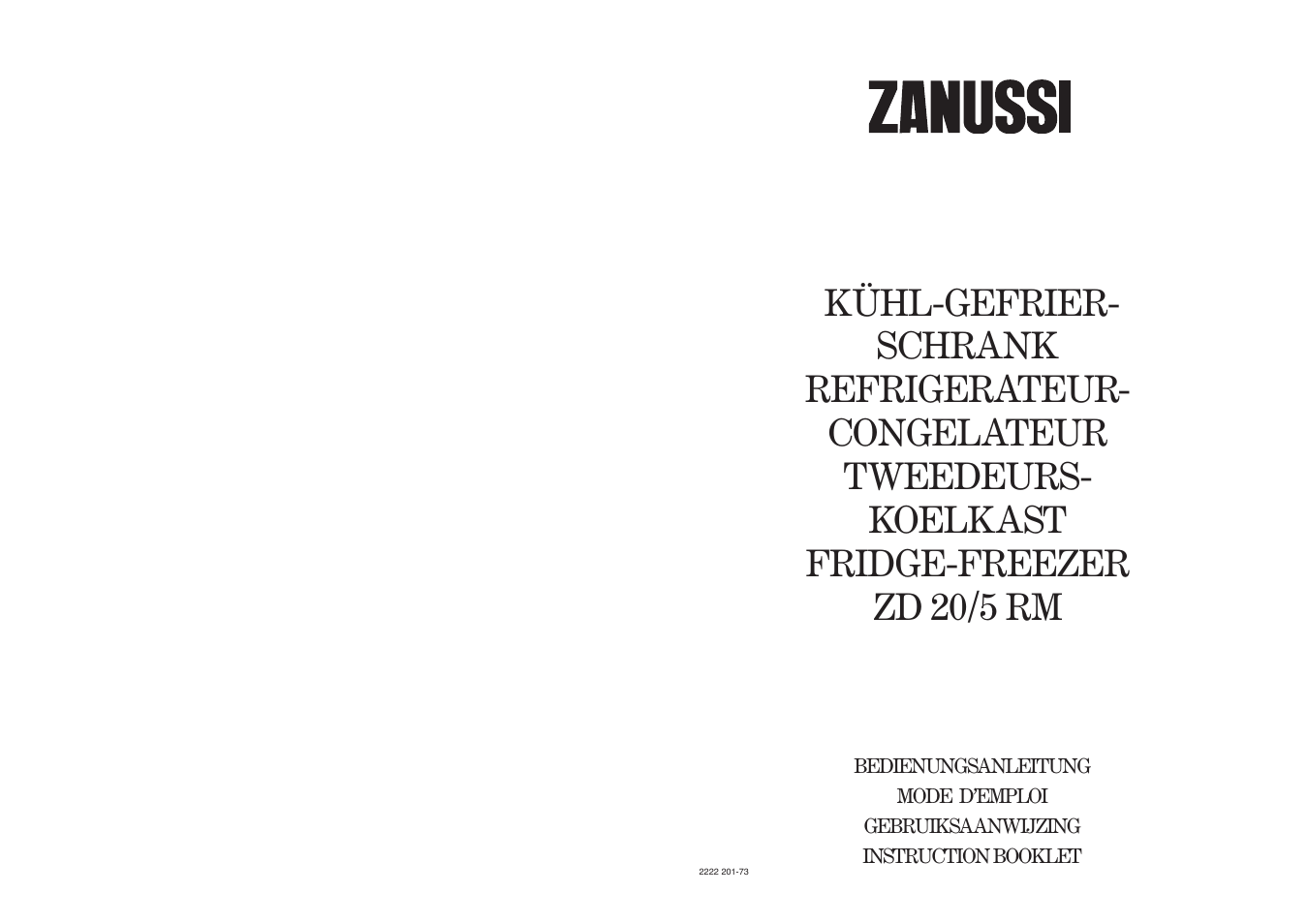 Zanussi ZD 20 / 5 RM User Manual | 22 pages