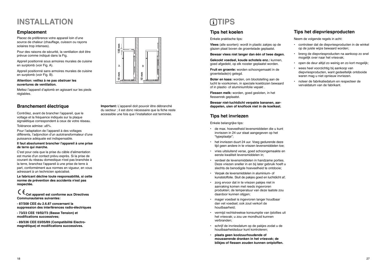 Installation, Tips | Zanussi ZD 20 / 5 RM User Manual | Page 18 / 22