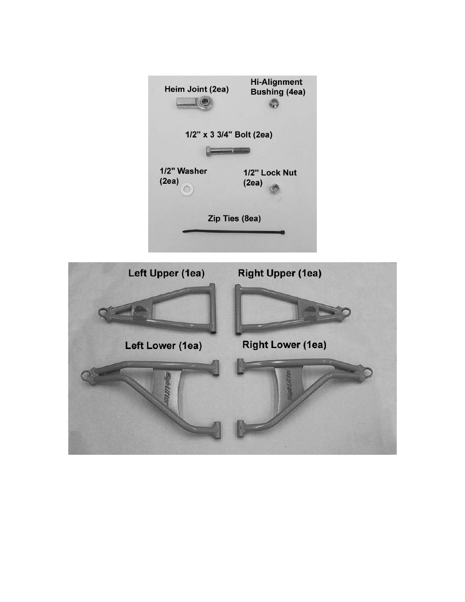 Parts diagram | High Lifter Max Clearance Front Forward Upper & Lower Control Arms for Polaris Ranger 900 XP User Manual | Page 2 / 8