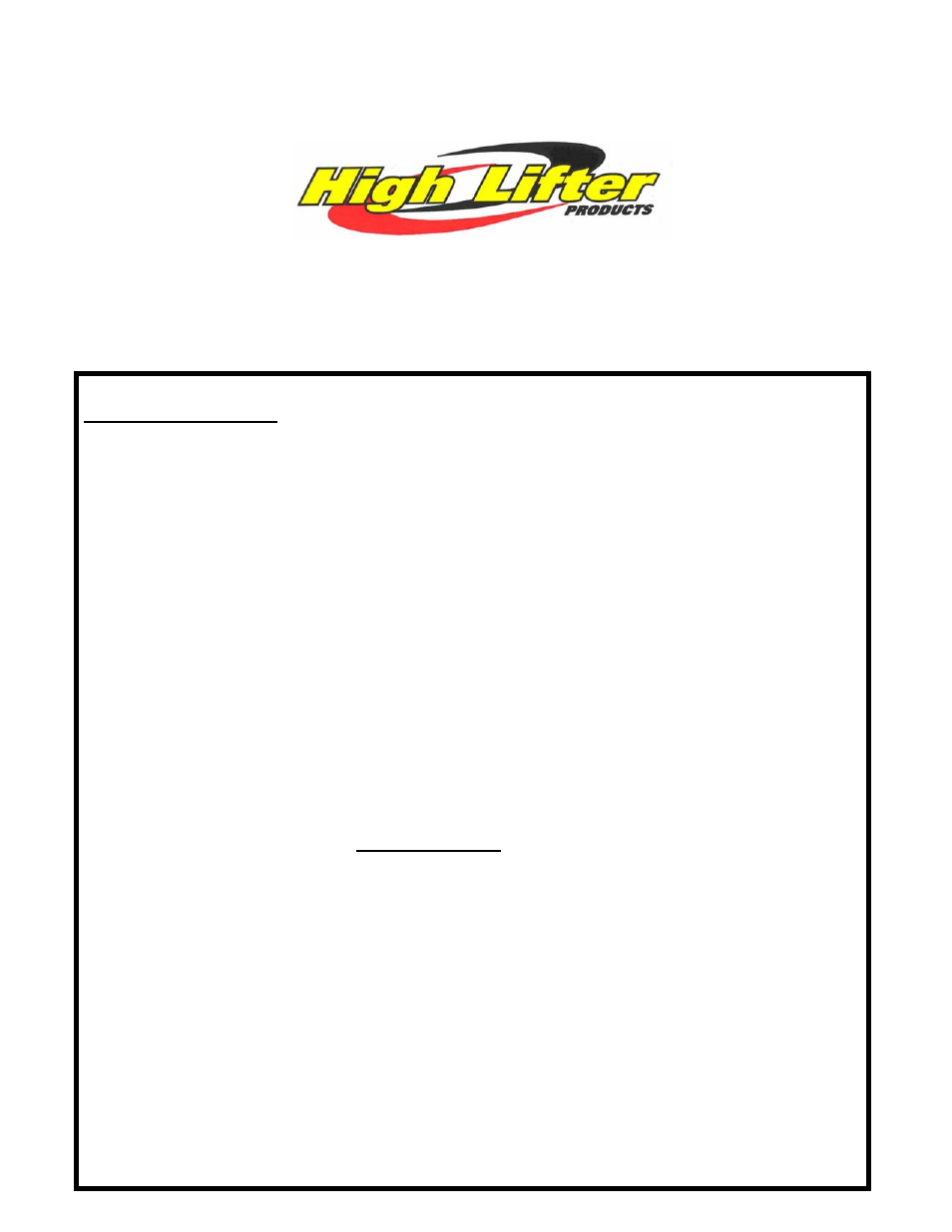High lifter products, inc. (318) 524-2270, Arctic cat 400 / 500 auto & manual, Lift kit installation instructions | Read before installation, Lift brackets 10 | High Lifter Lift Kit for Arctic Cat 500 User Manual | Page 2 / 8