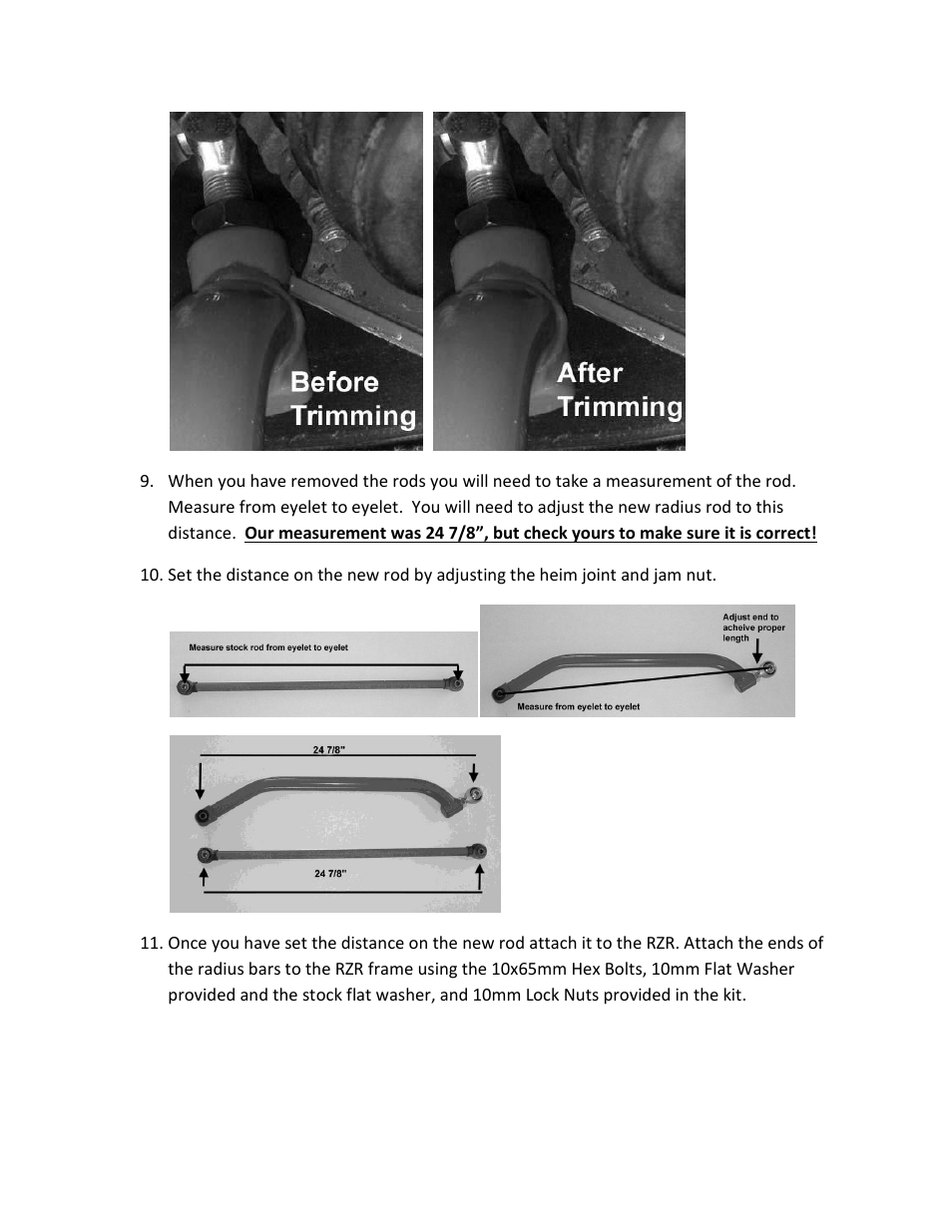 High Lifter Max Clearance Lower Arched Radius Bar for Polaris RZR 1000 XP User Manual | Page 5 / 6