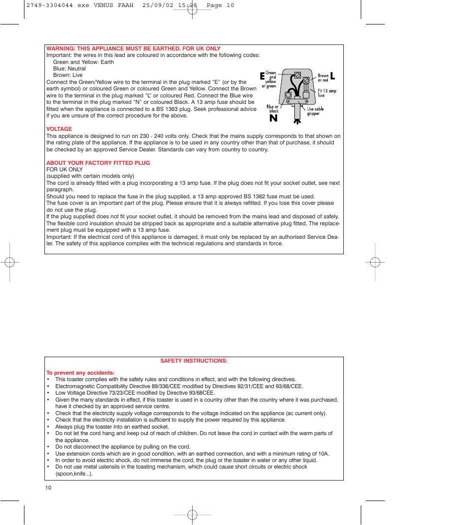 ROWENTA TO 810 VENUS User Manual | Page 10 / 20