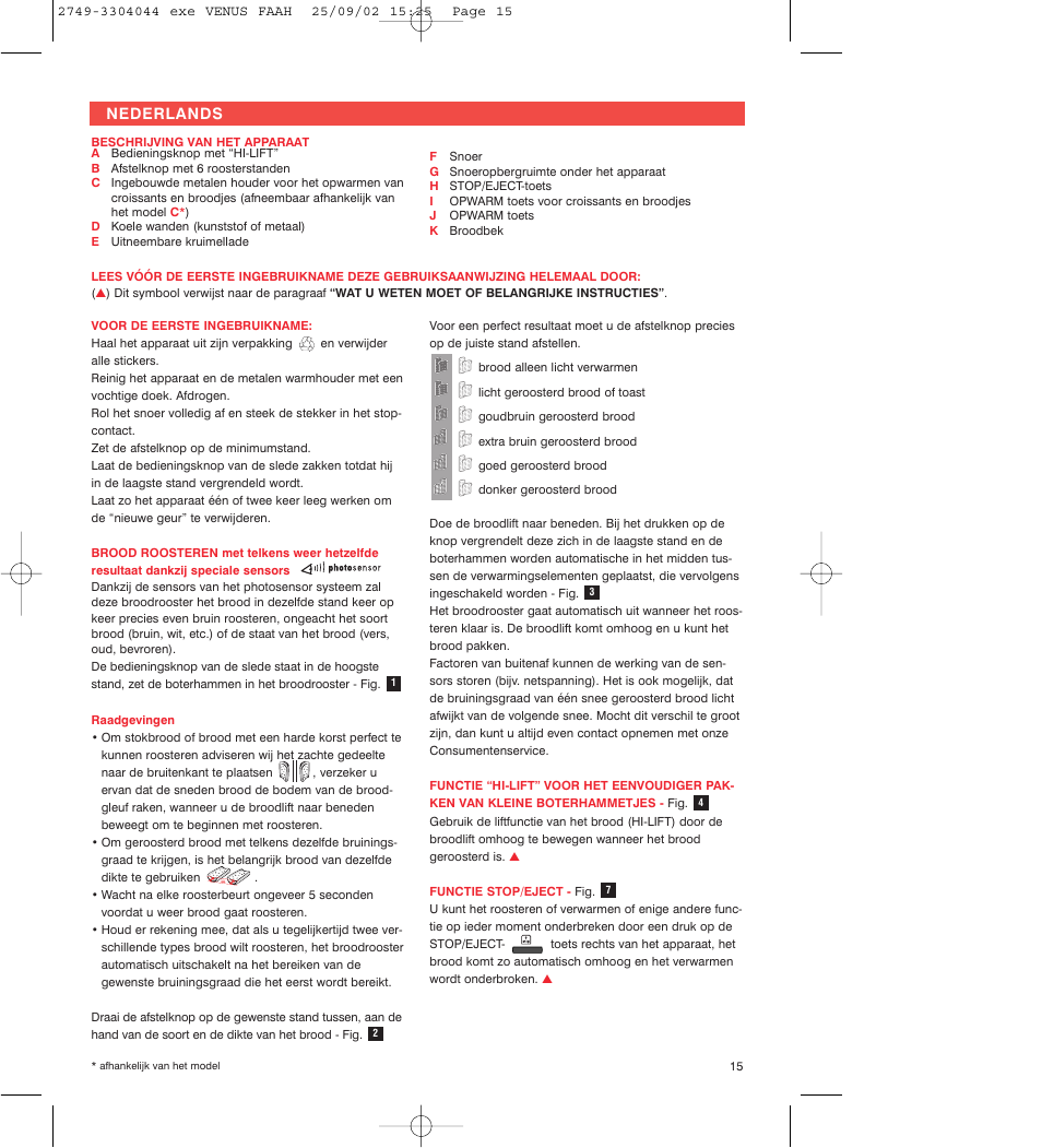 ROWENTA TO 810 VENUS User Manual | Page 15 / 20