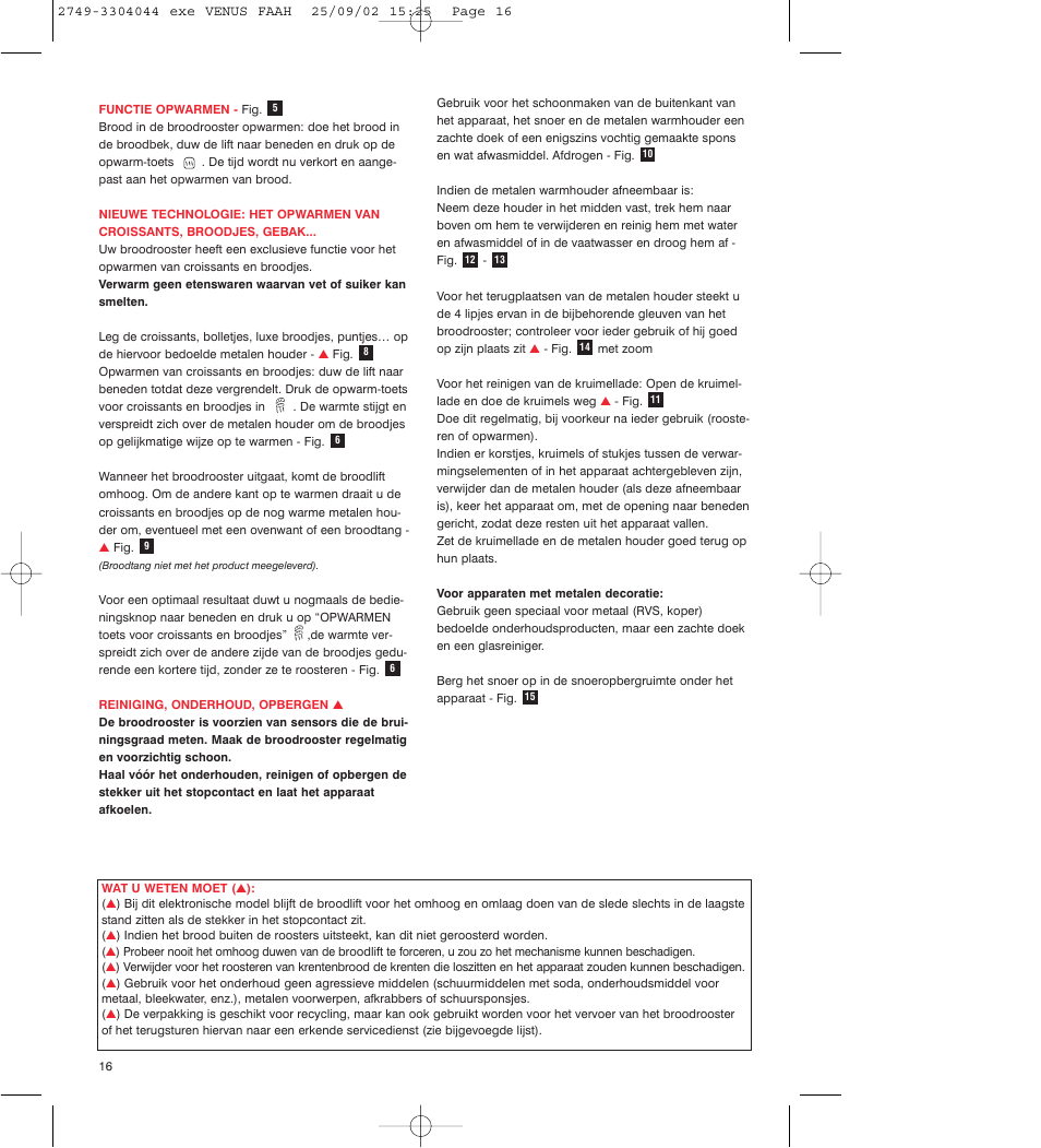 ROWENTA TO 810 VENUS User Manual | Page 16 / 20