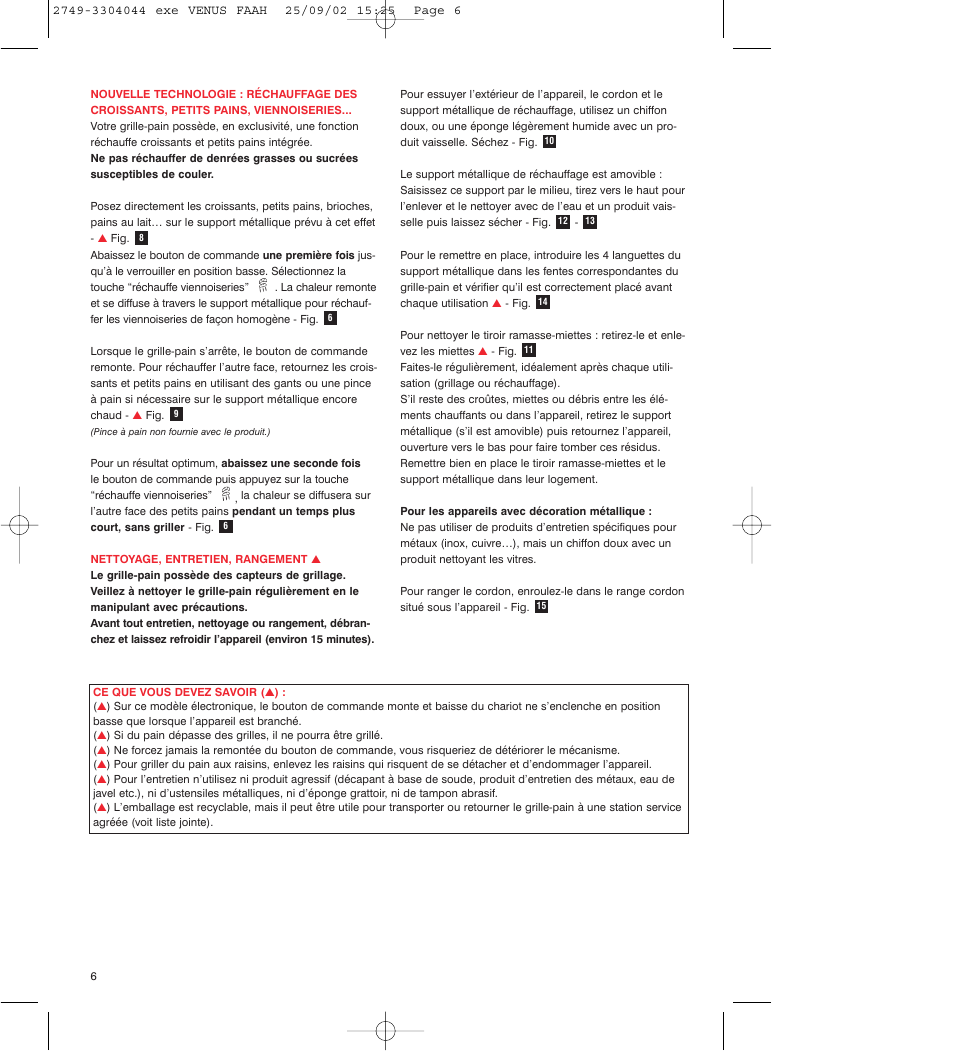 ROWENTA TO 810 VENUS User Manual | Page 6 / 20
