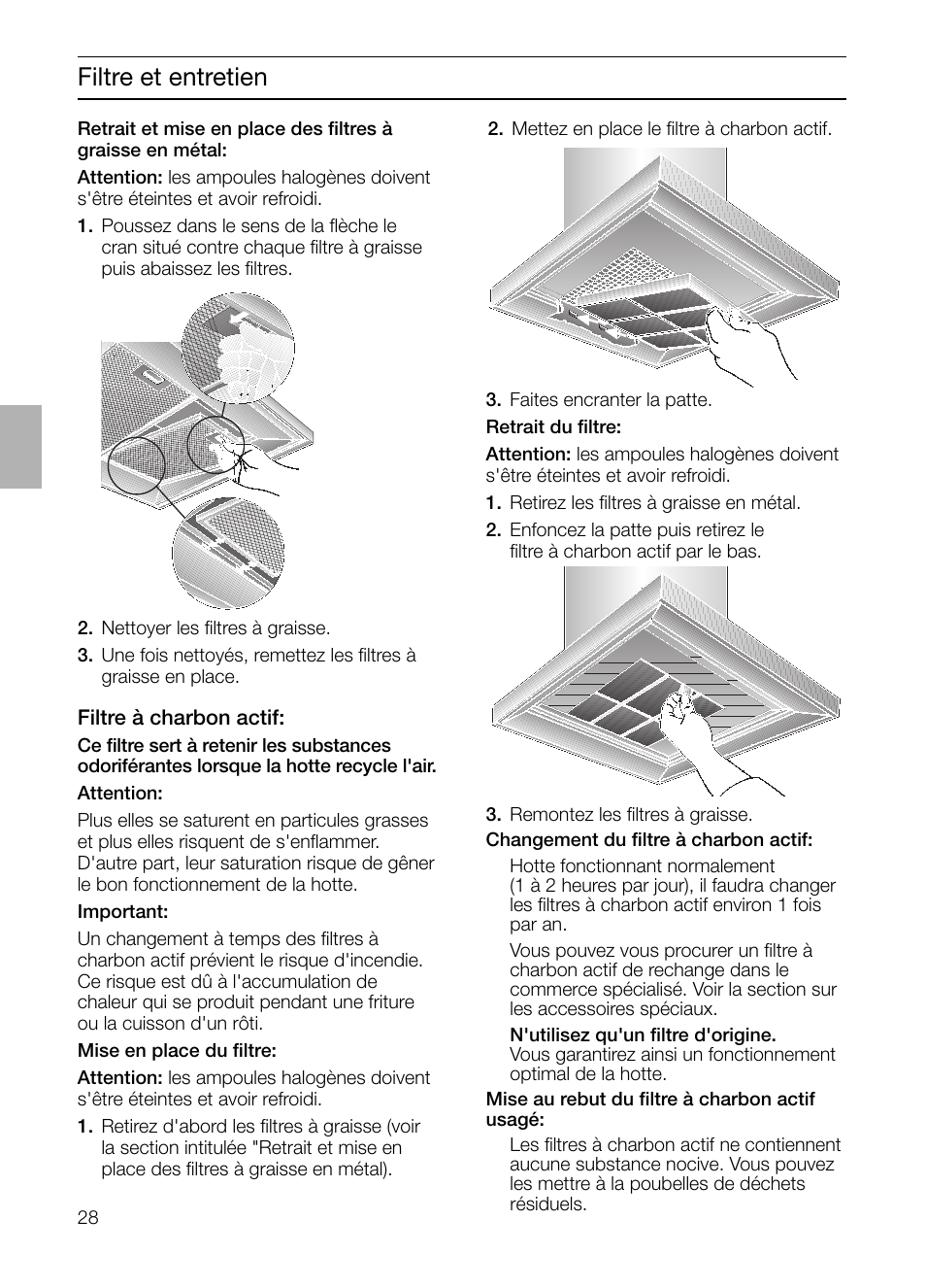 Filtre et entretien | Siemens LC 46392 User Manual | Page 28 / 80
