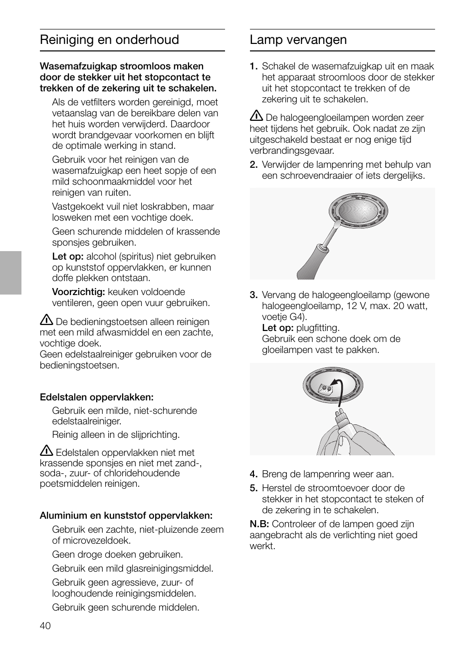 Reiniging en onderhoud, Lamp vervangen | Siemens LC 46392 User Manual | Page 40 / 80