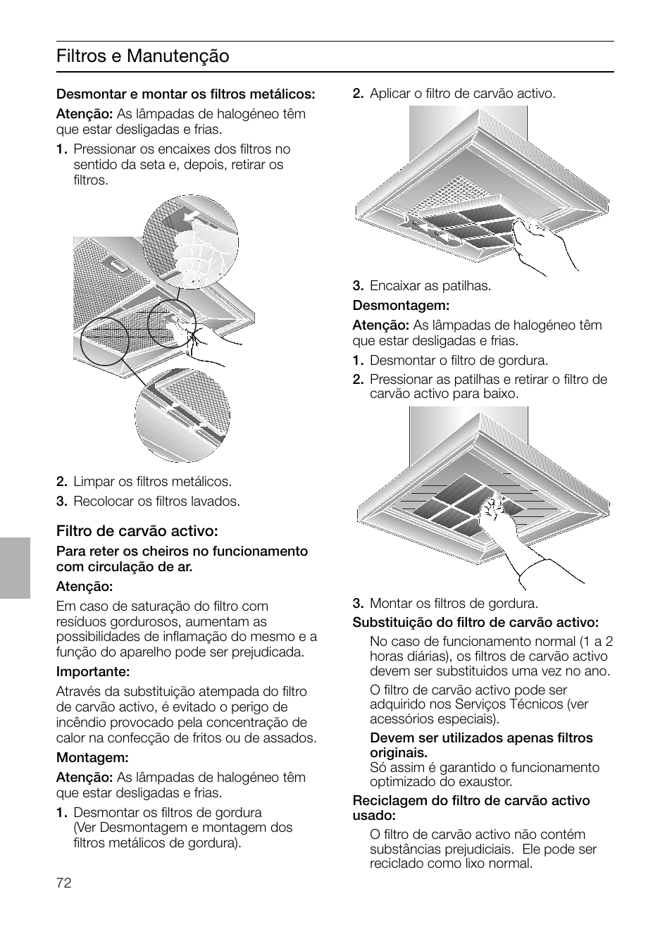 Filtros e manutenção | Siemens LC 46392 User Manual | Page 72 / 80