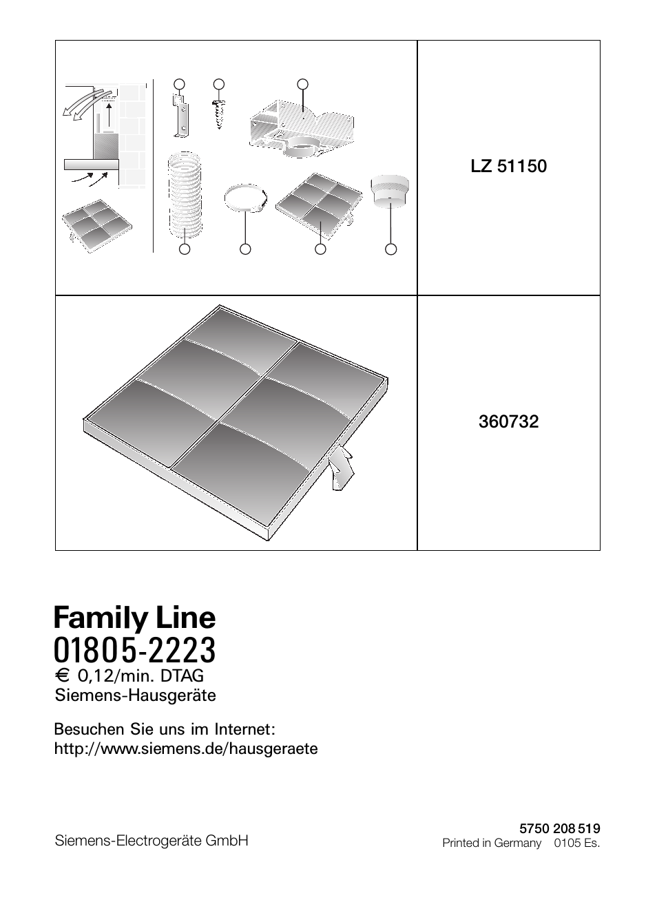 Family line, 3 0,12/min. dtag siemens-hausgeräte | Siemens LC 46392 User Manual | Page 80 / 80