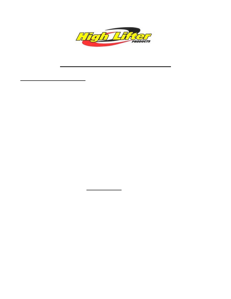 High Lifter Lift Kit for Yamaha Grizzly 660 (02-07) User Manual | 3 pages