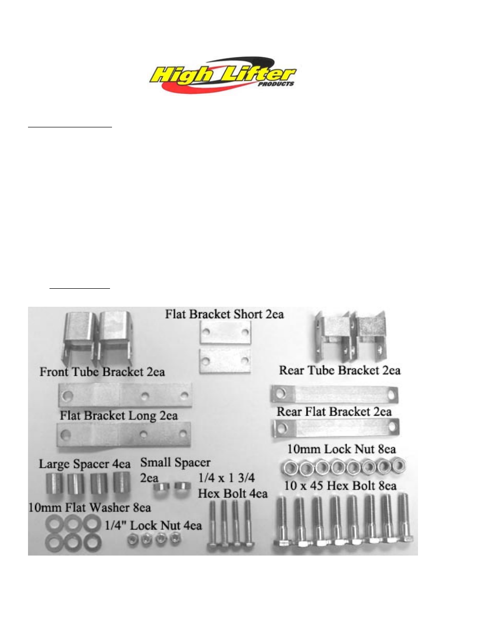 High Lifter Lift Kit for Arctic Cat 700i User Manual | 4 pages