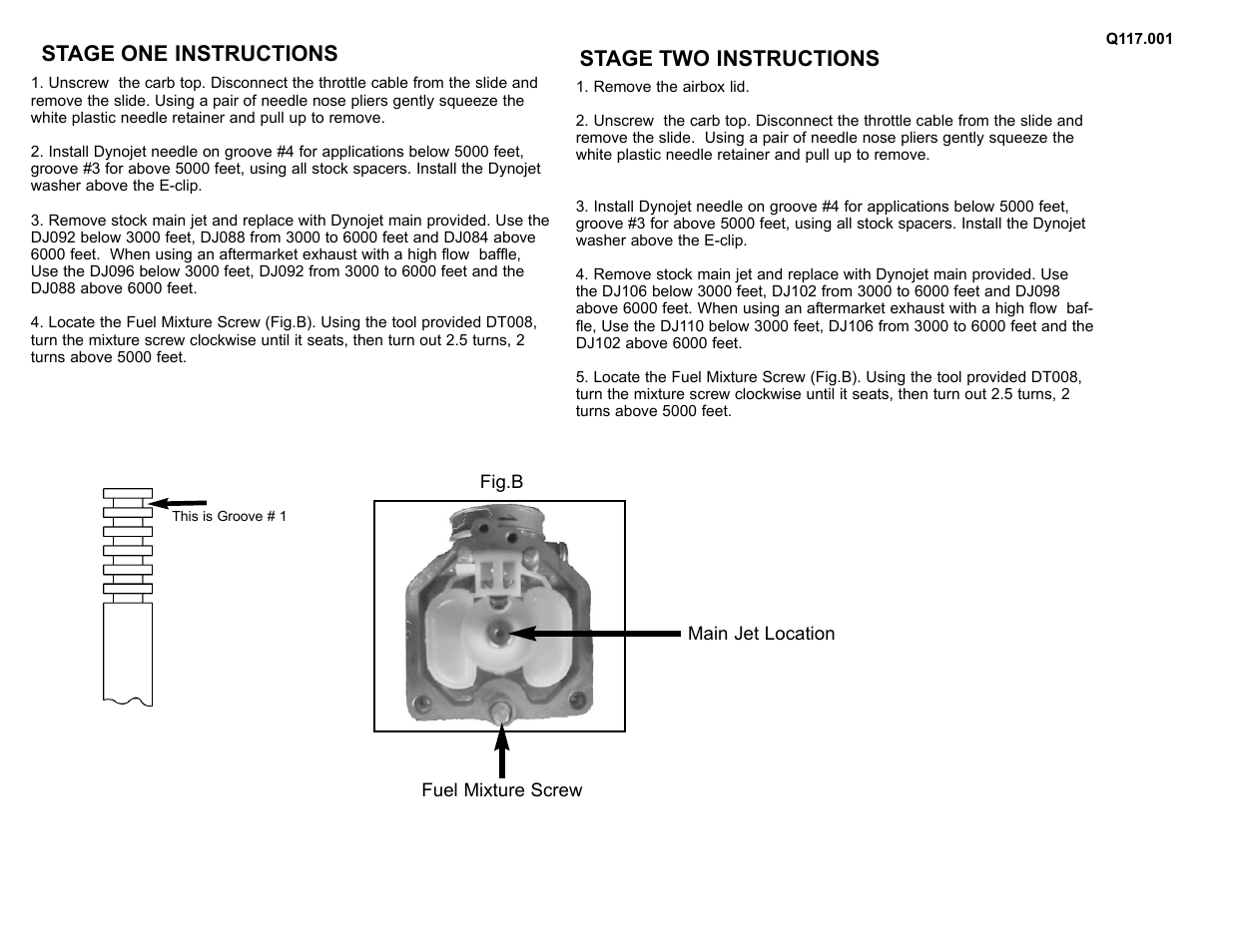 Stage one instructions, Stage two instructions | High Lifter DynoJet Jet Kit Honda 250 EX (06-08) User Manual | Page 2 / 2