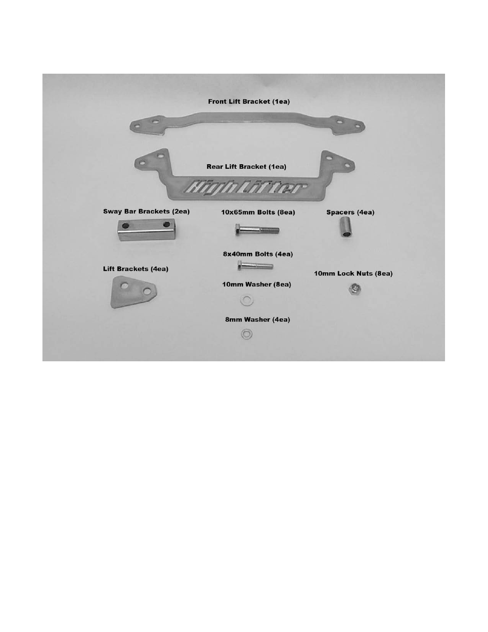 Parts diagram | High Lifter Lift Kit for Kawasaki Brute Force 750i - Signature Series User Manual | Page 2 / 7