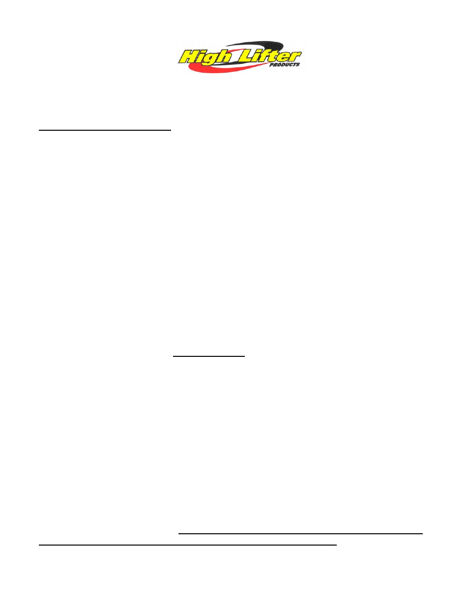 High Lifter Lift Kit for Polaris Sportsman 500 User Manual | 6 pages