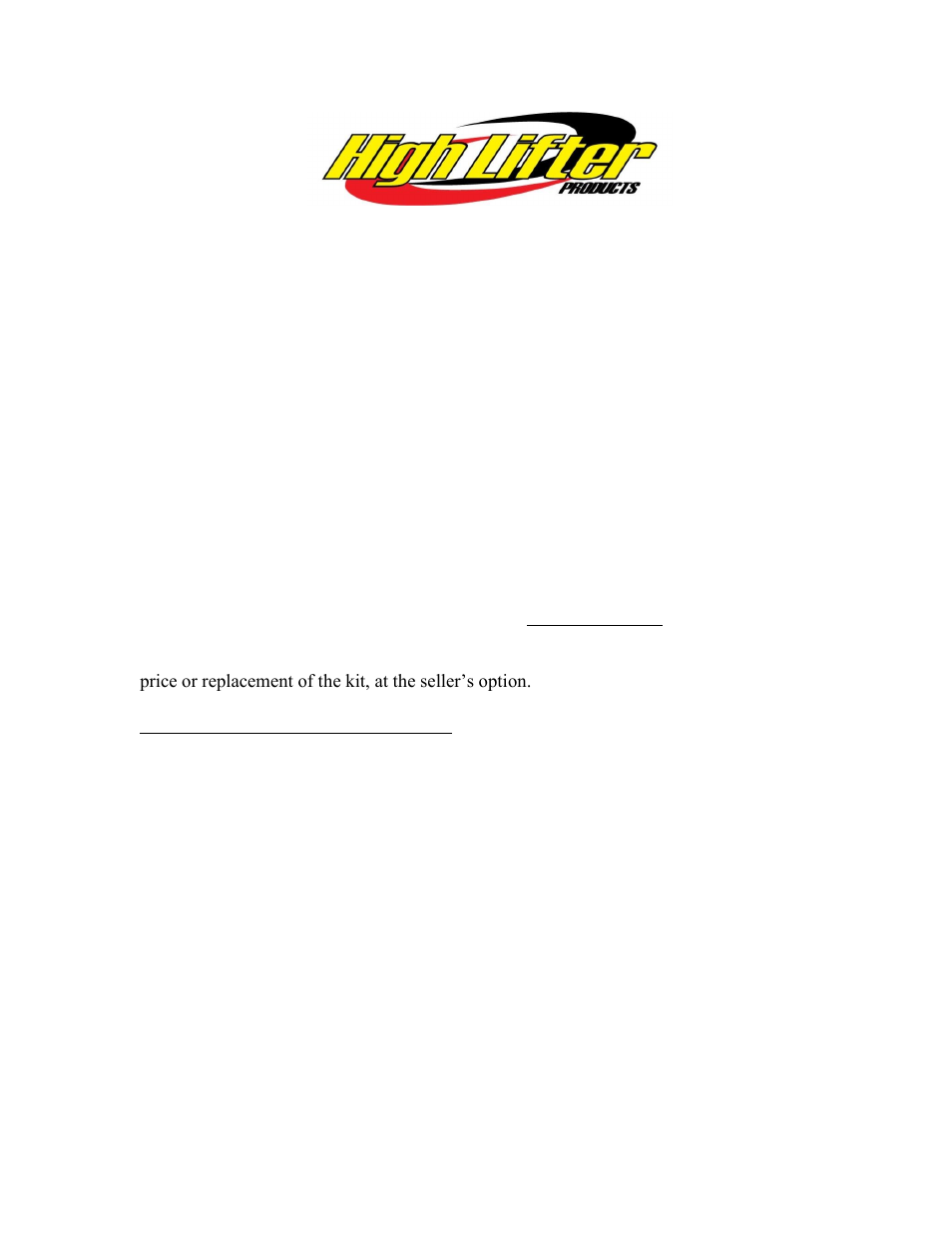 High Lifter Max Clearance Front Lower Control Arms for Polaris RZR 1000 XP User Manual | 5 pages