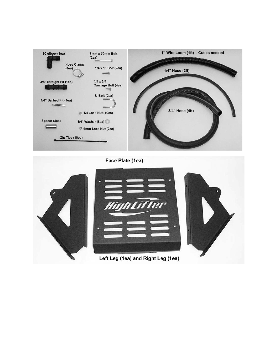 Parts diagram | High Lifter Radiator Relocation Kit for Honda 420 Rancher User Manual | Page 2 / 8