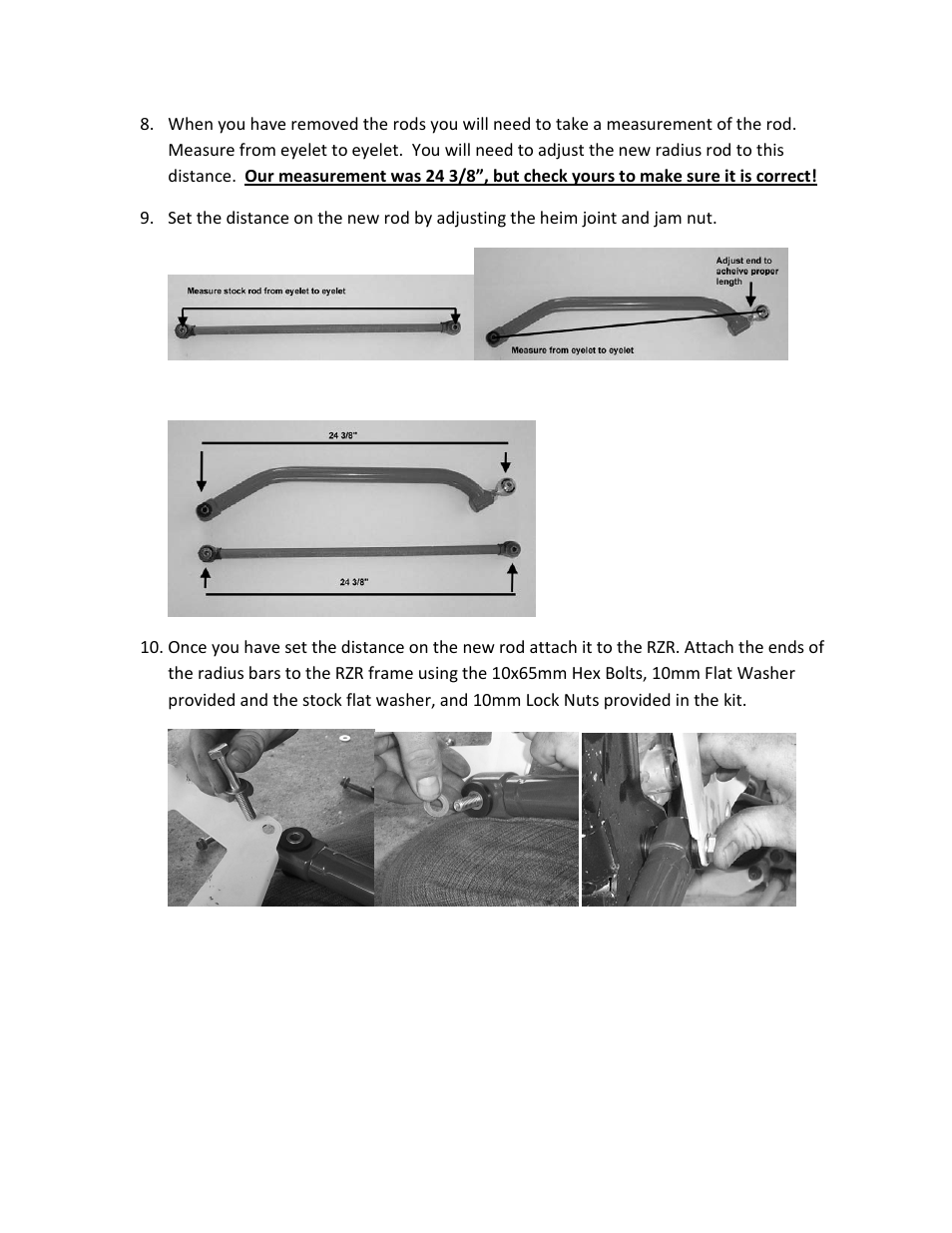 High Lifter Upper Straight Radius Bar for Polaris RZR 900 XP "4" User Manual | Page 5 / 6