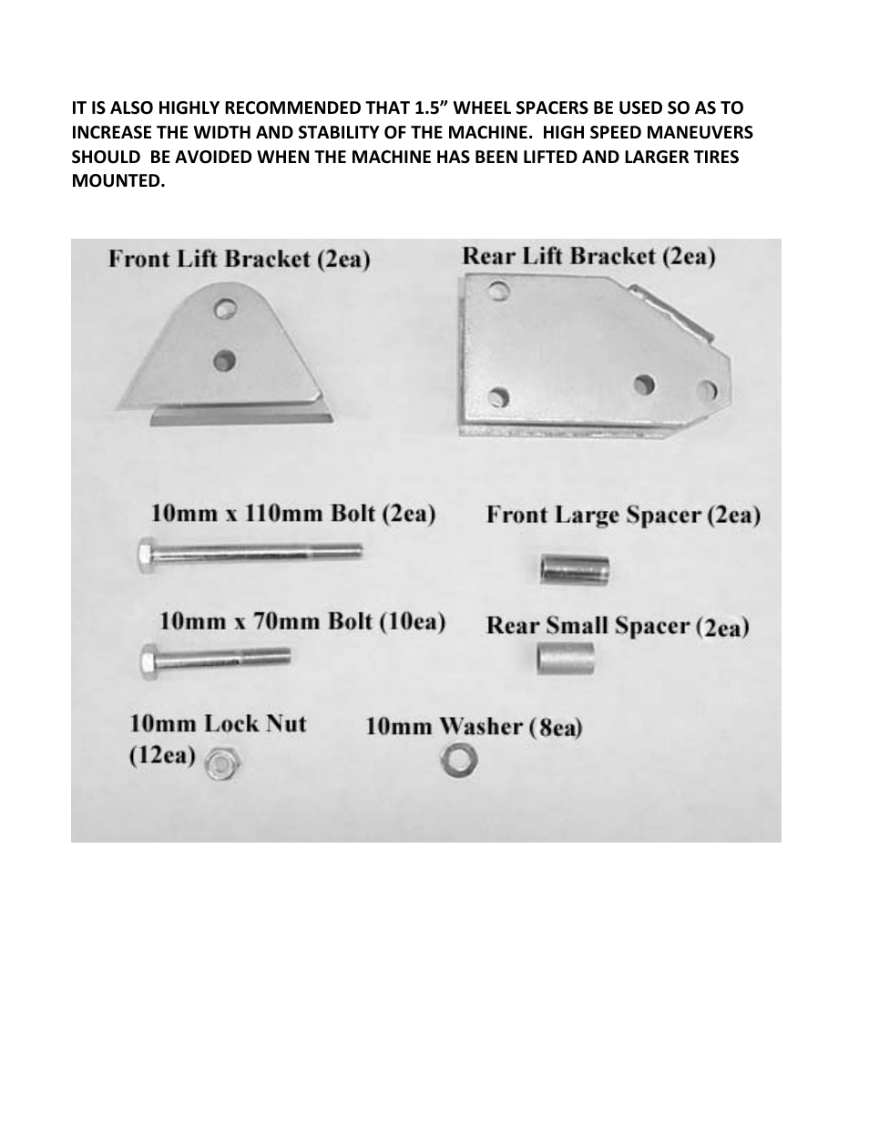 Parts diagram | High Lifter Lift Kit for Polaris 800 Ranger RZR (07-08) User Manual | Page 2 / 7