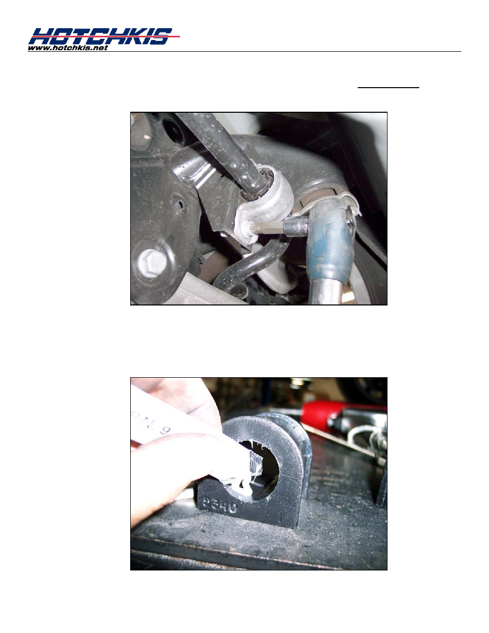 Undo the sway bar bushing bracket bolts, Lube bushings | Hotchkis 22836 2009-2011 Audi A4 Sport Sway Bar Set User Manual | Page 10 / 16