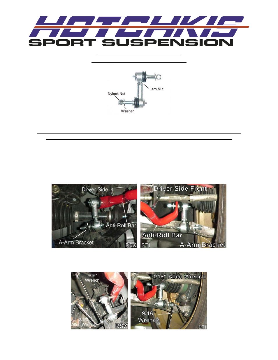 Hotchkis 25405R Rear End Links, RSX,STI User Manual | 7 pages