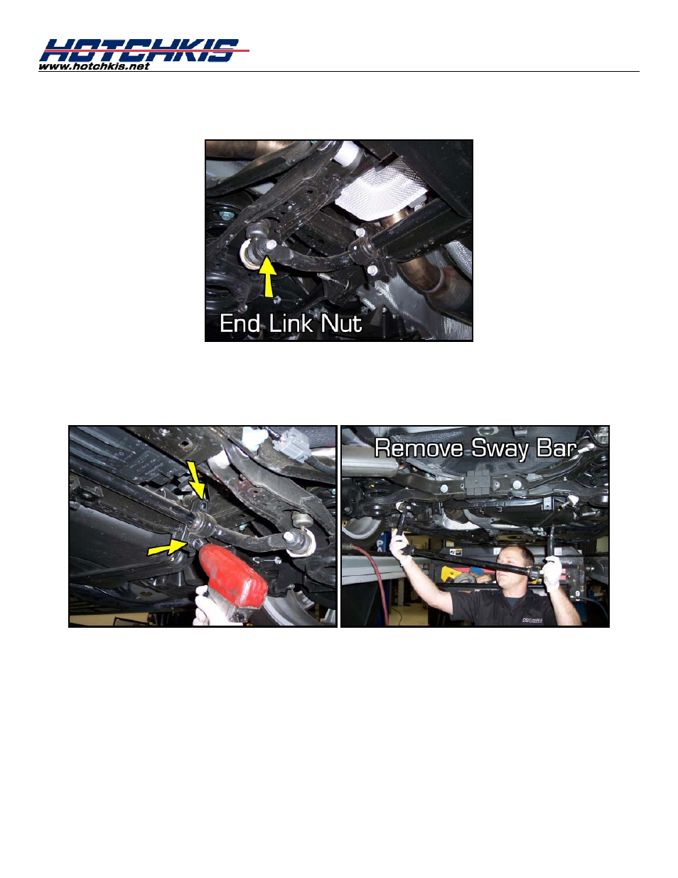 Detach end links, Undo the sway bar bushing bracket bolts | Hotchkis 22436R MazdaSpeed3 Sport Sway Bar, Rear User Manual | Page 7 / 11