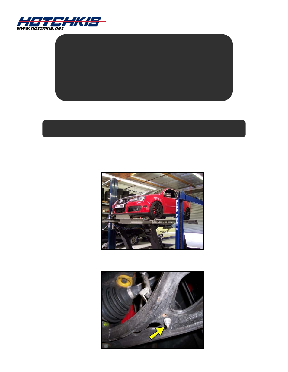 Hotchkis 22833R VW MKV, MKVI Rear Sport Sway Bar User Manual | 12 pages