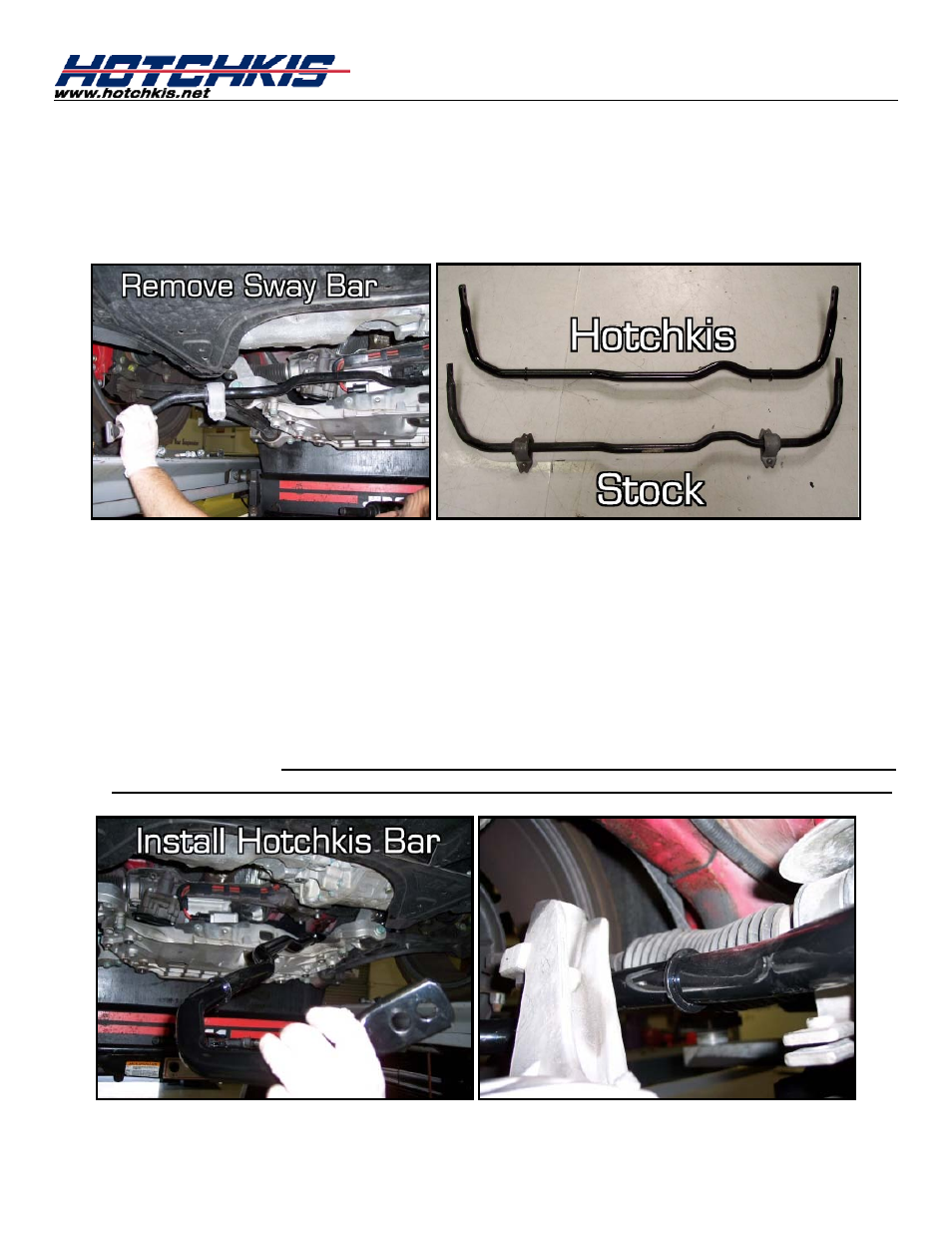 Remove the front sway bar, Reinstall new hotchkis bar | Hotchkis 22833R VW MKV, MKVI Rear Sport Sway Bar User Manual | Page 5 / 12